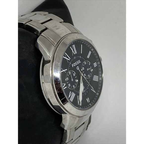 Fossil NDW1 Men's Silver Stainless Steel Analog Black Dial Quartz Watch UC63 - Picture 5 of 12